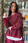 Sunday Morning Chill Sweatshirt Burgundy & Chocolate
